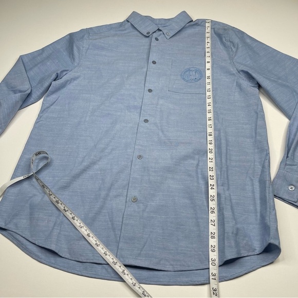 WESC Button Shirt Oden LS Oxford Unisex Long Sleeve Regular Fit Blue Cotton New - Picture 9 of 16